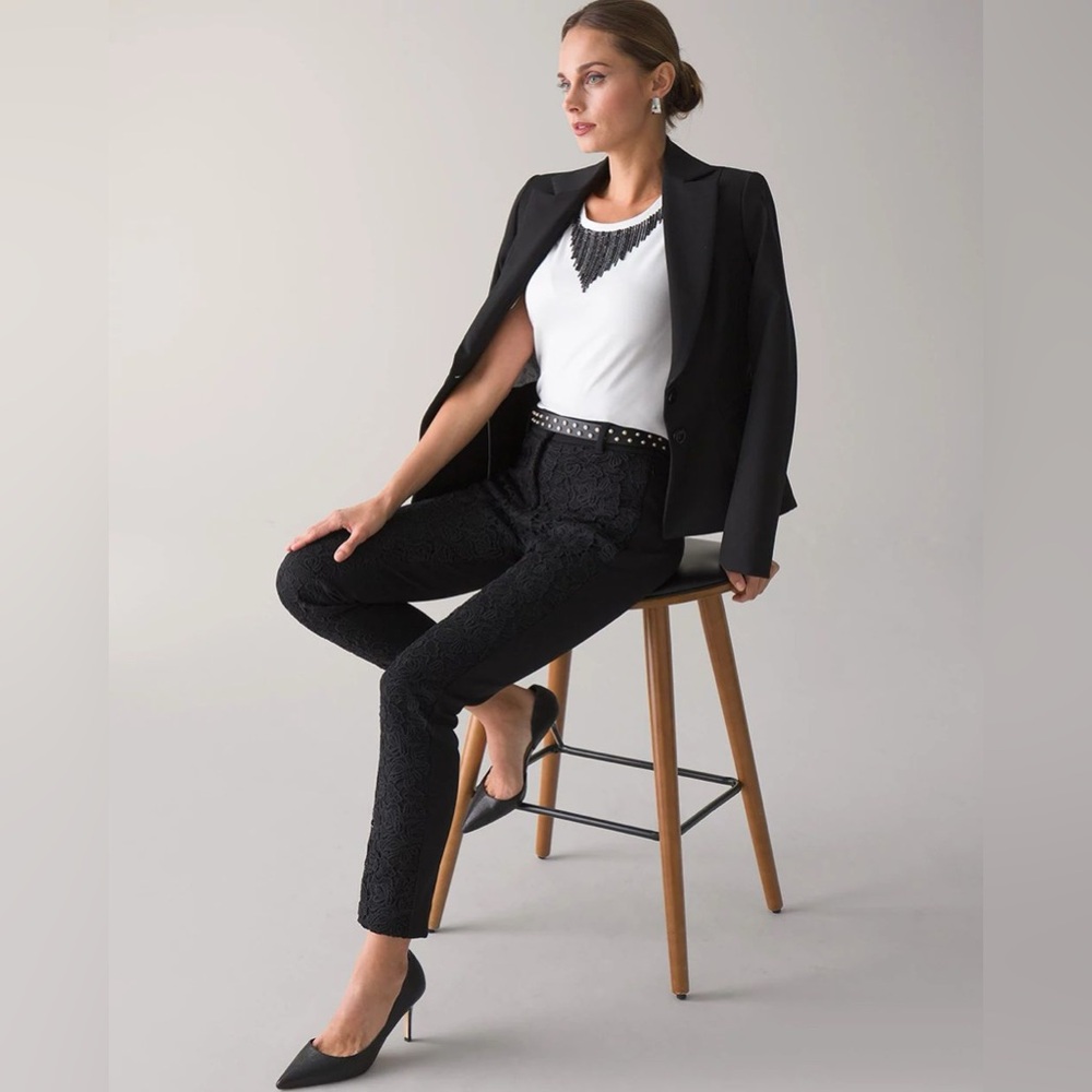 WHBM Floral Lace Slim Ankle Pant Sz 14